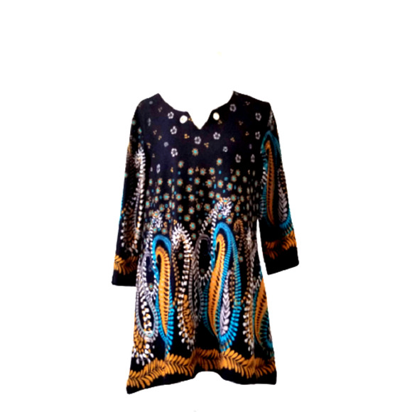 CREATION Women’s A- Line Black Tunic Dress Paisley Print - Size S - Picture 1 of 5